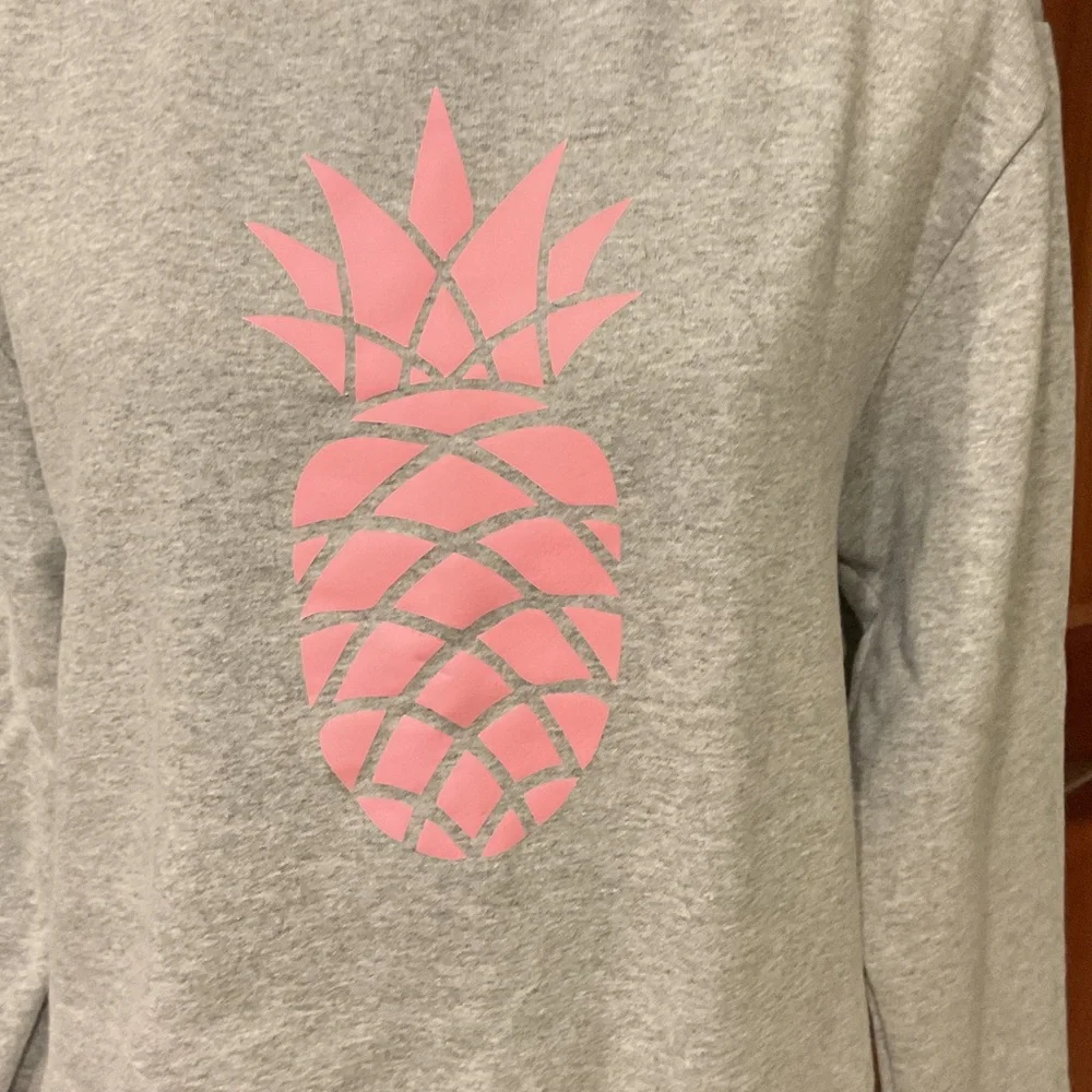 Rad Gray Sweater with Pink Pineapple Design, Size M - Picture 3 of 5